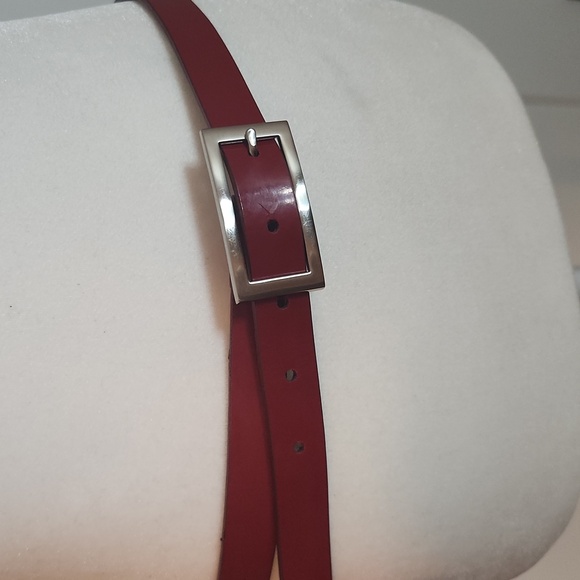 Dark Red Leather Belt - Picture 2 of 3